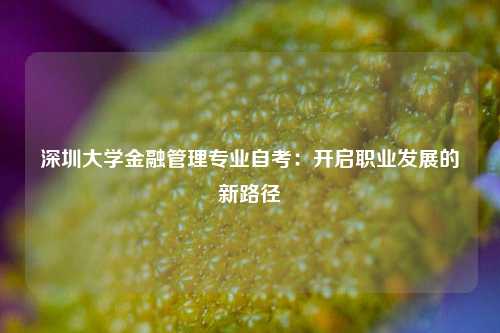 深圳大学金融管理专业自考:开启职业发展的新路径